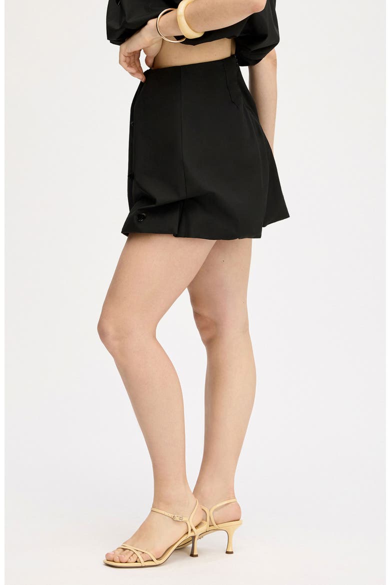 Embellished Bubble Cotton Poplin Miniskirt, Alternate, color, TRUE BLACK