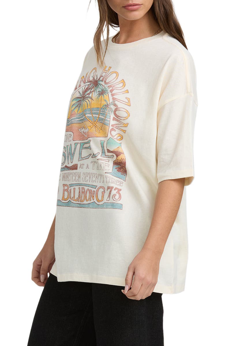 Billabong The Sun Rises Oversize Cotton Graphic T-Shirt, Alternate, color, White Cap