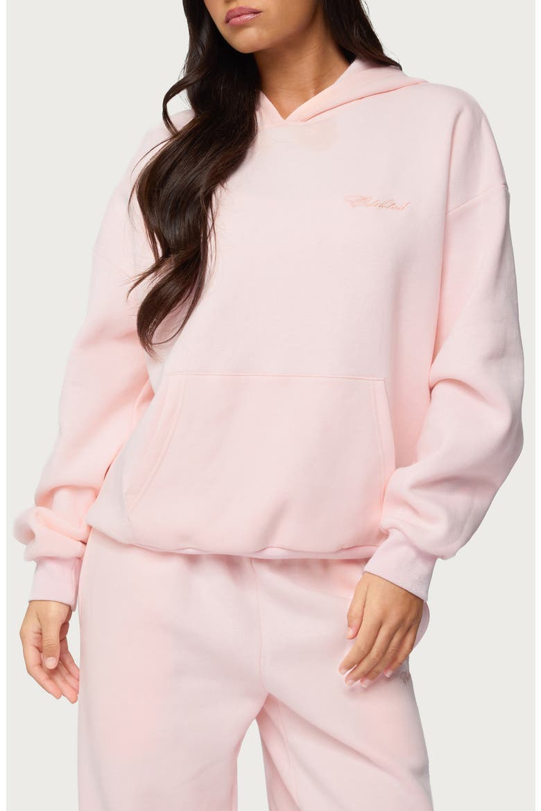 Basic Girl Oversize Fleece Logo Hoodie, Main, color, LIGHT-PINK