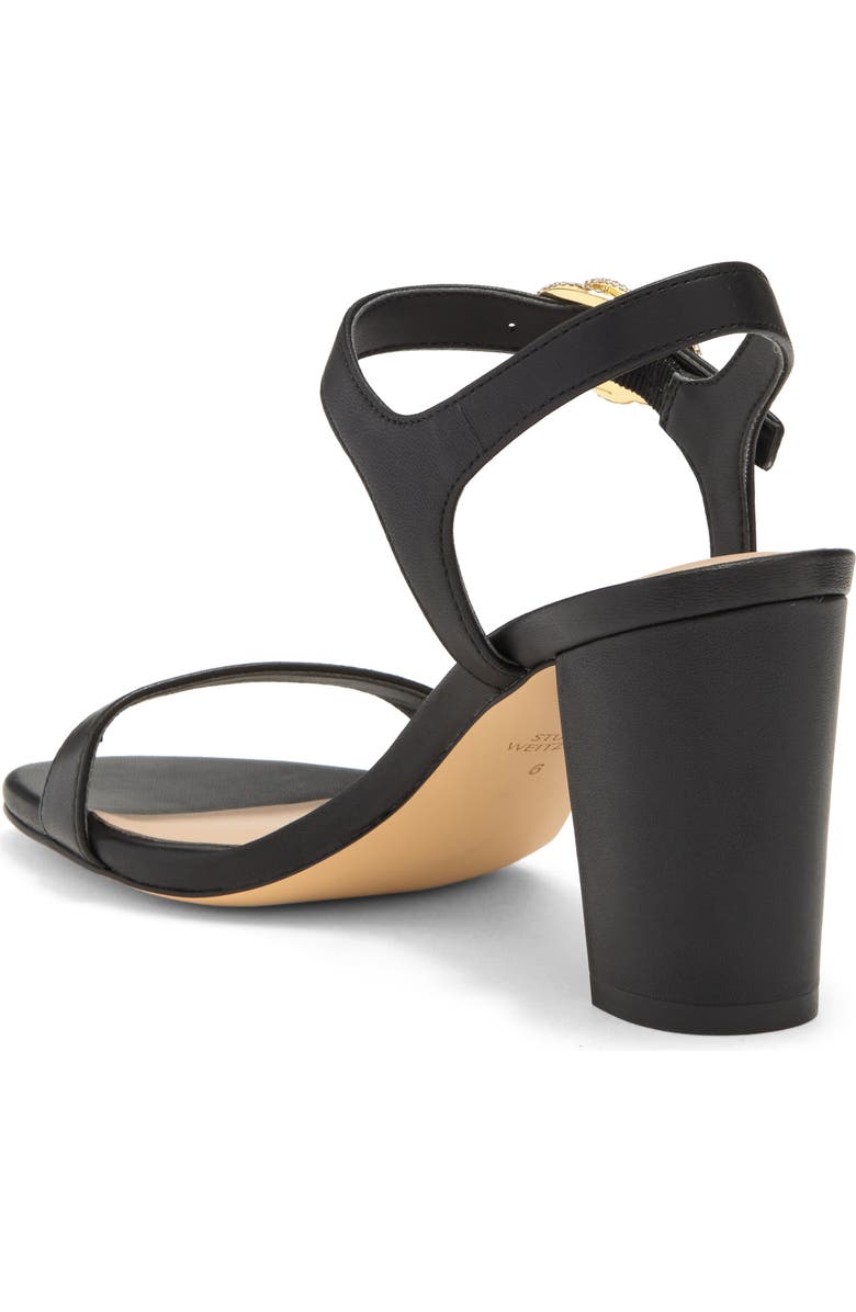 Stuart Weitzman Crystal Buckle 75 Block Heel Sandal, Alternate, color,