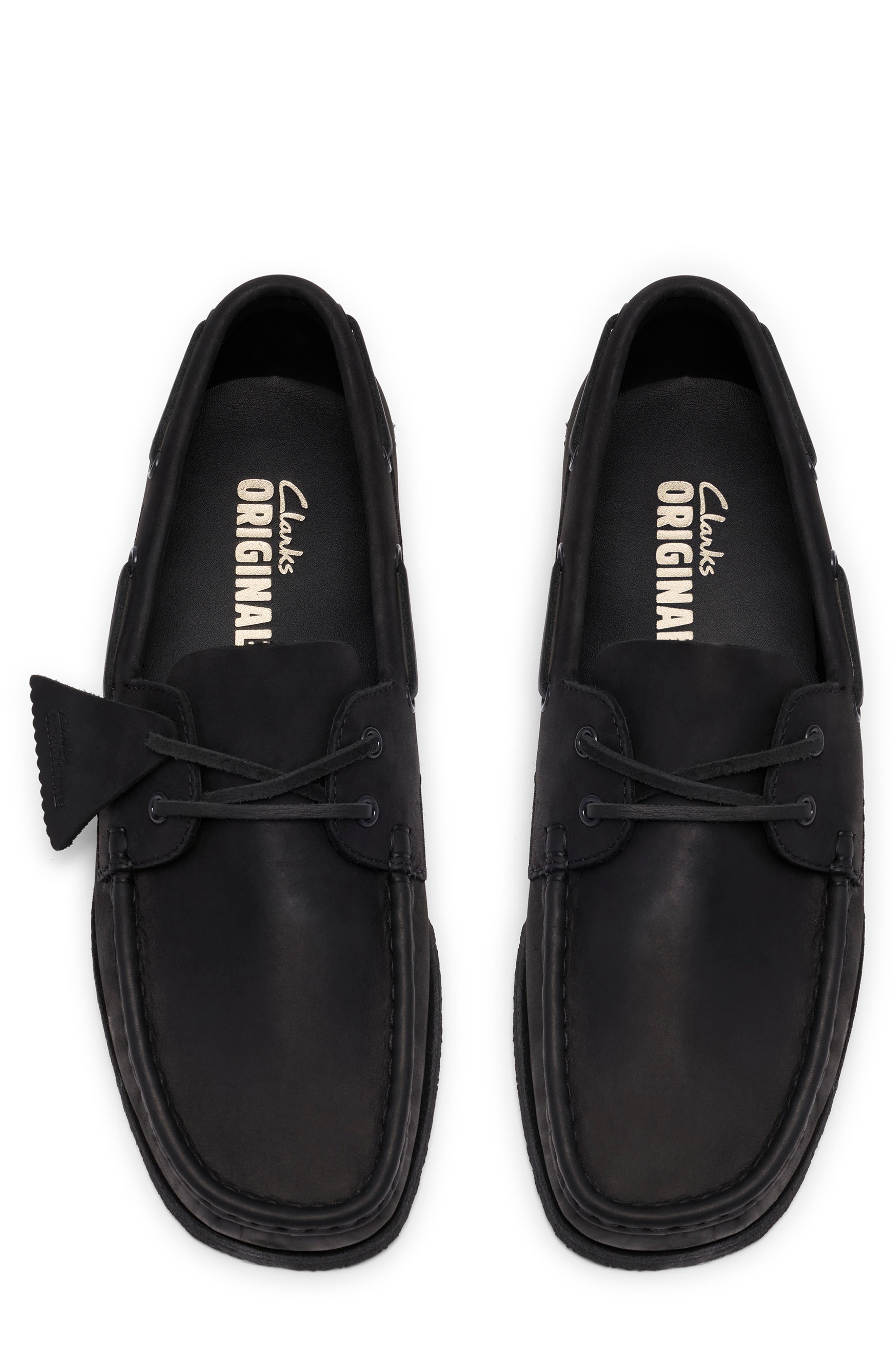 Clarks<sup>®</sup> Originals Godney Boat Shoe, Alternate, color, Black Leather