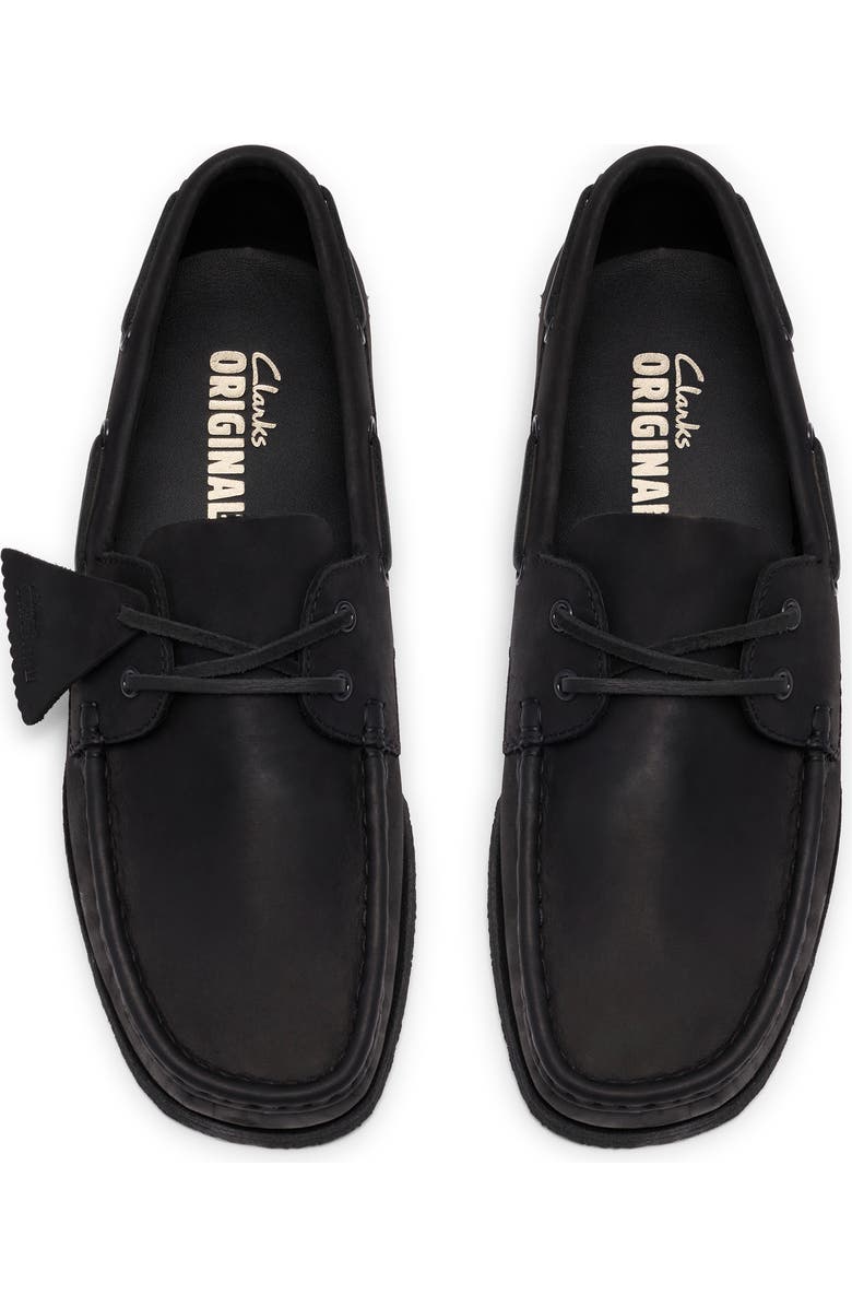Clarks<sup>®</sup> Originals Godney Boat Shoe, Alternate, color, Black Leather