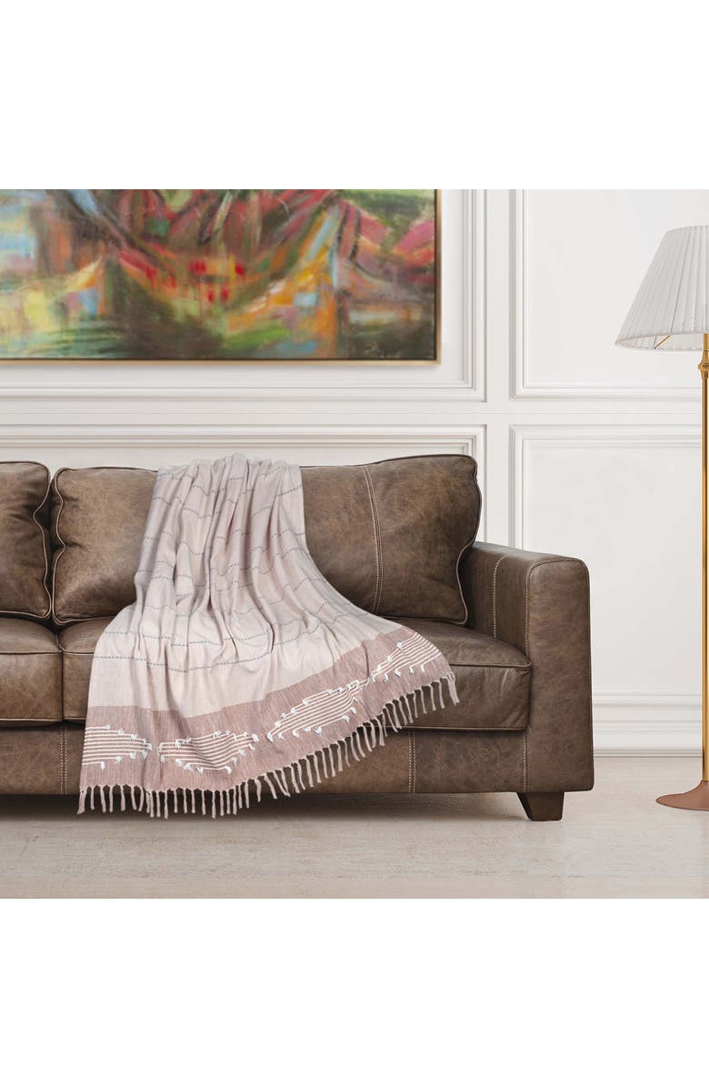 PARKLAND COLLECTION Adonia Fringe Throw Blanket, Alternate, color, Grey Rust