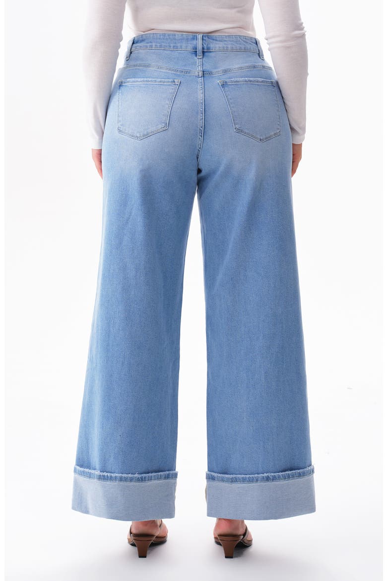 High Waist Cuff Wide Leg Jeans, Alternate, color, LAGOON
