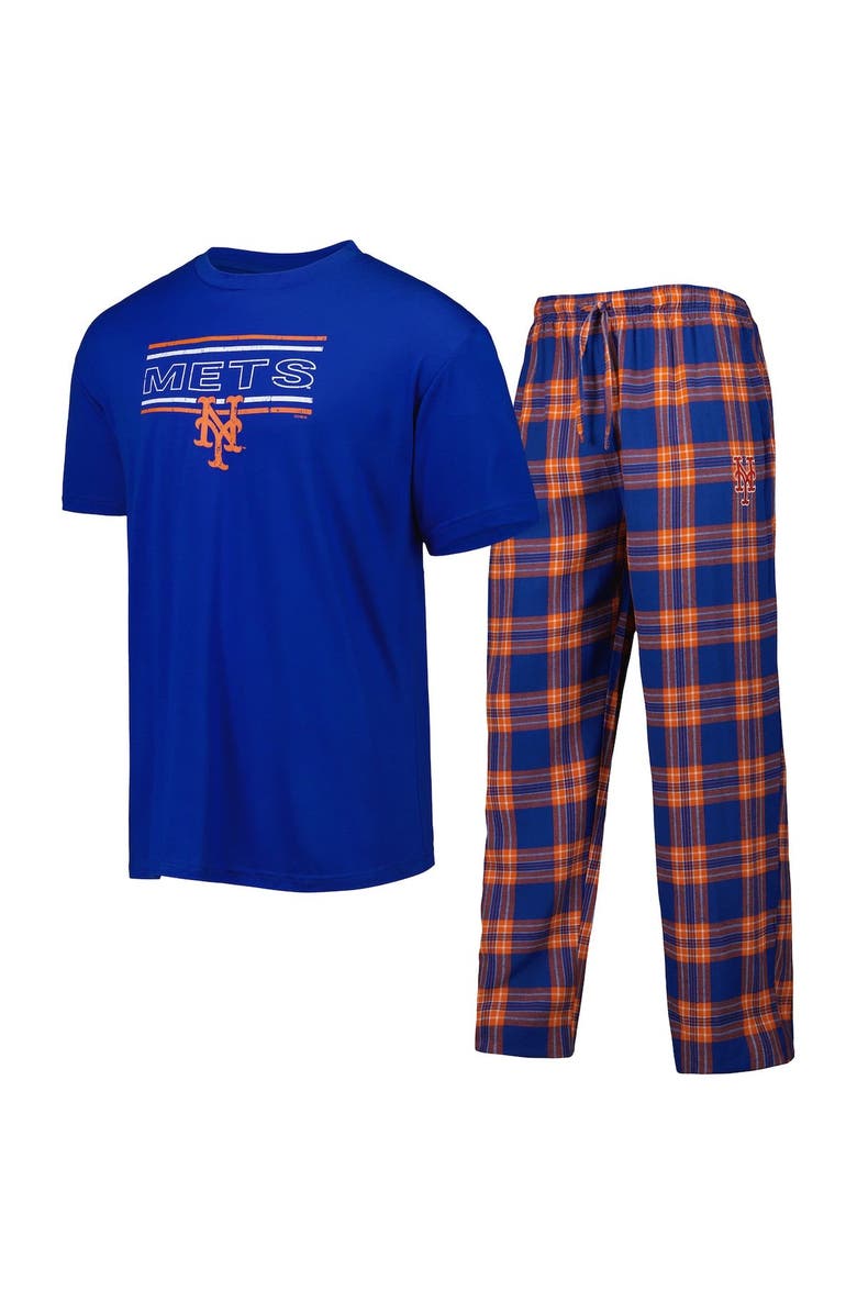 CONCEPTS SPORT Men's Concepts Sport Royal/Orange New York Mets Badge T-Shirt & Pants Sleep Set, Main, color, 