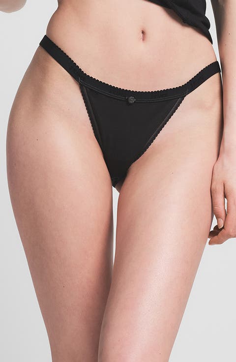 Lightweight Cotton Logo Picot String Bikini (Regular & Plus)