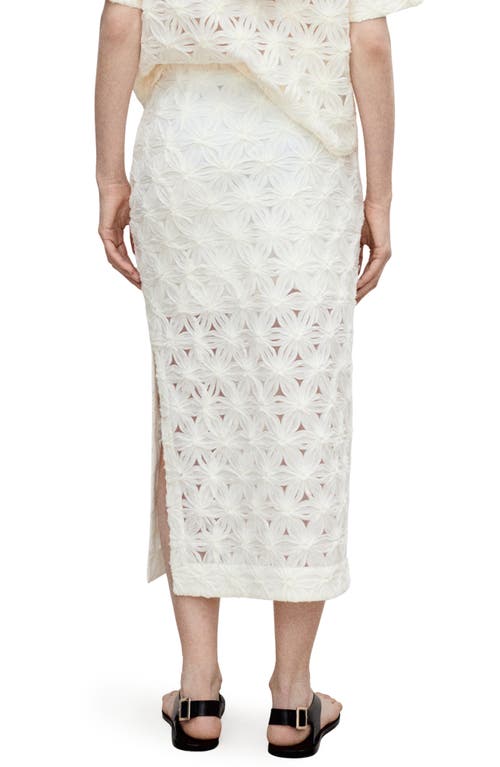 Mango Daisy Appliqué Midi Skirt In Ecru