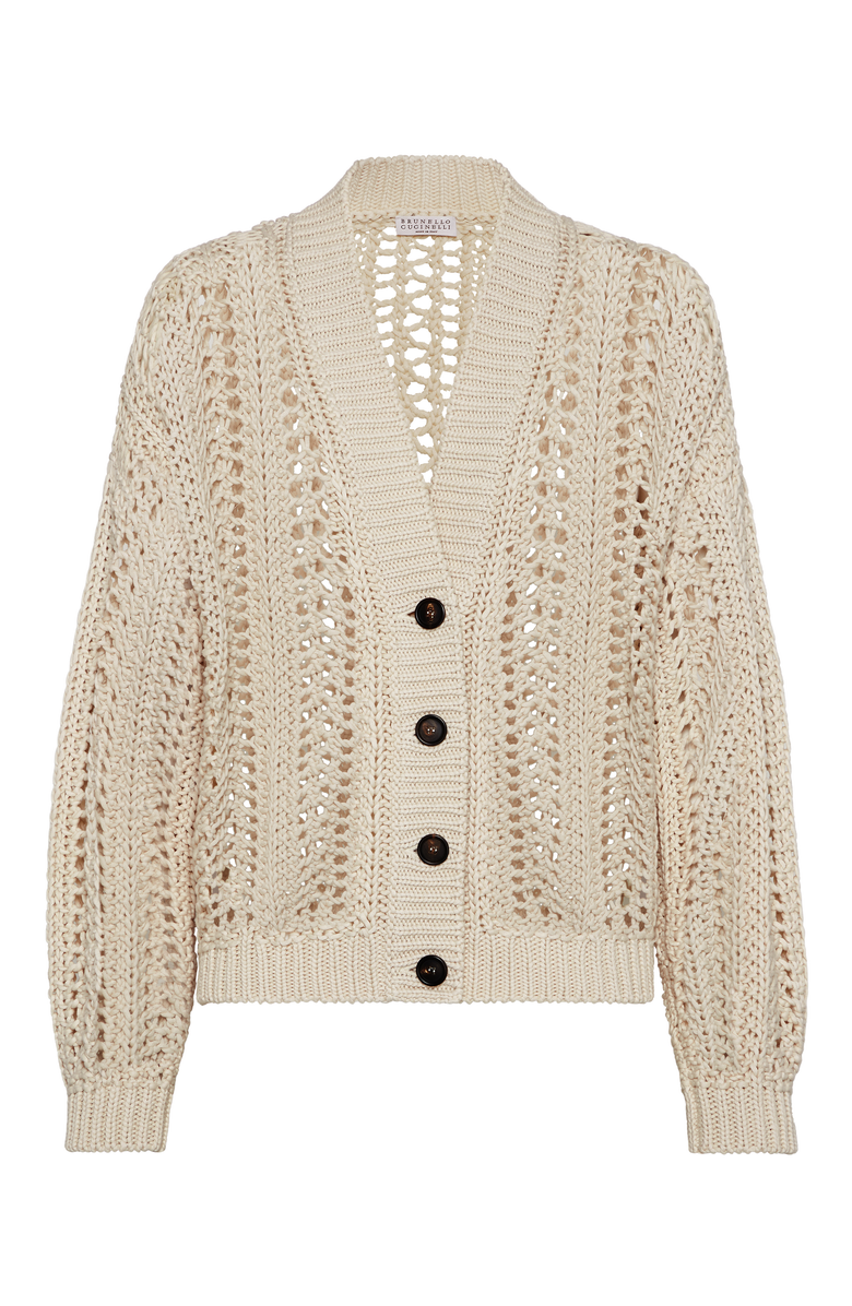Brunello Cucinelli Ribbed Net cardigan, Main, color, 