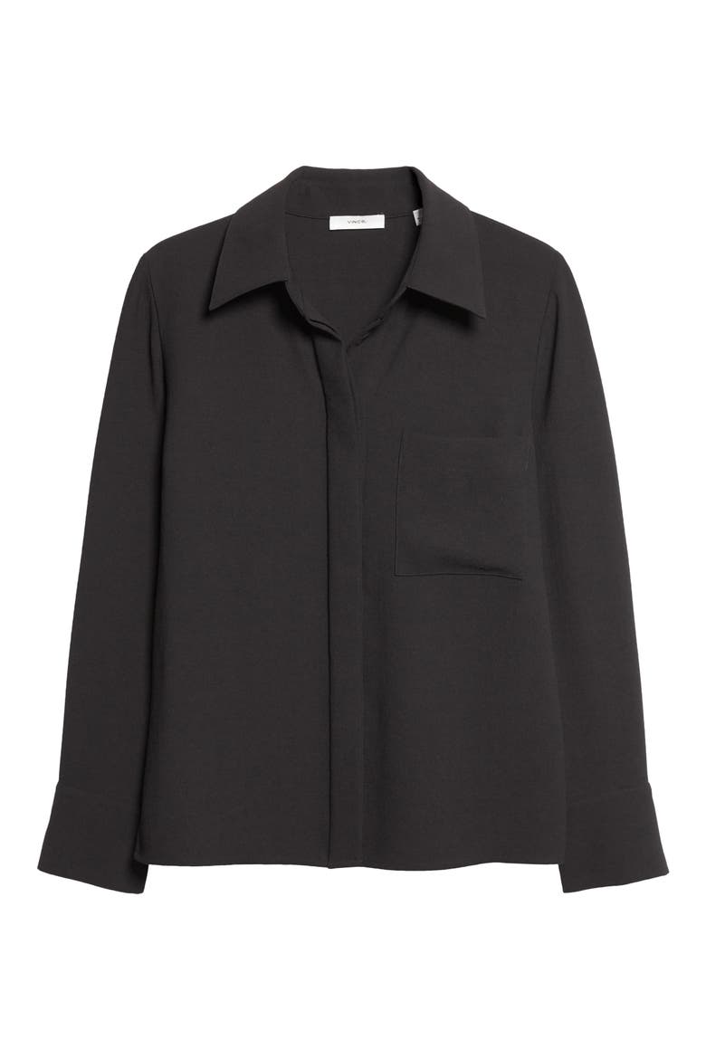 Long Sleeve Button-Up Shirt, Alternate, color, BLACK