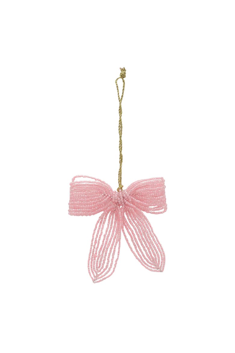 Ribbon Beaded Pink Christmas Tree Ornament, Main, color, Pink