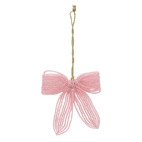 Ribbon Beaded Pink Christmas Tree Ornament