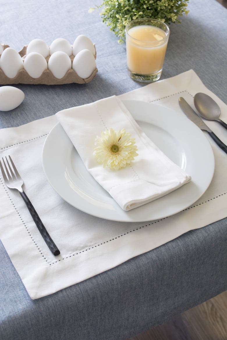 Solid Chambray Cotton Tablecloth, Alternate, color, Blue
