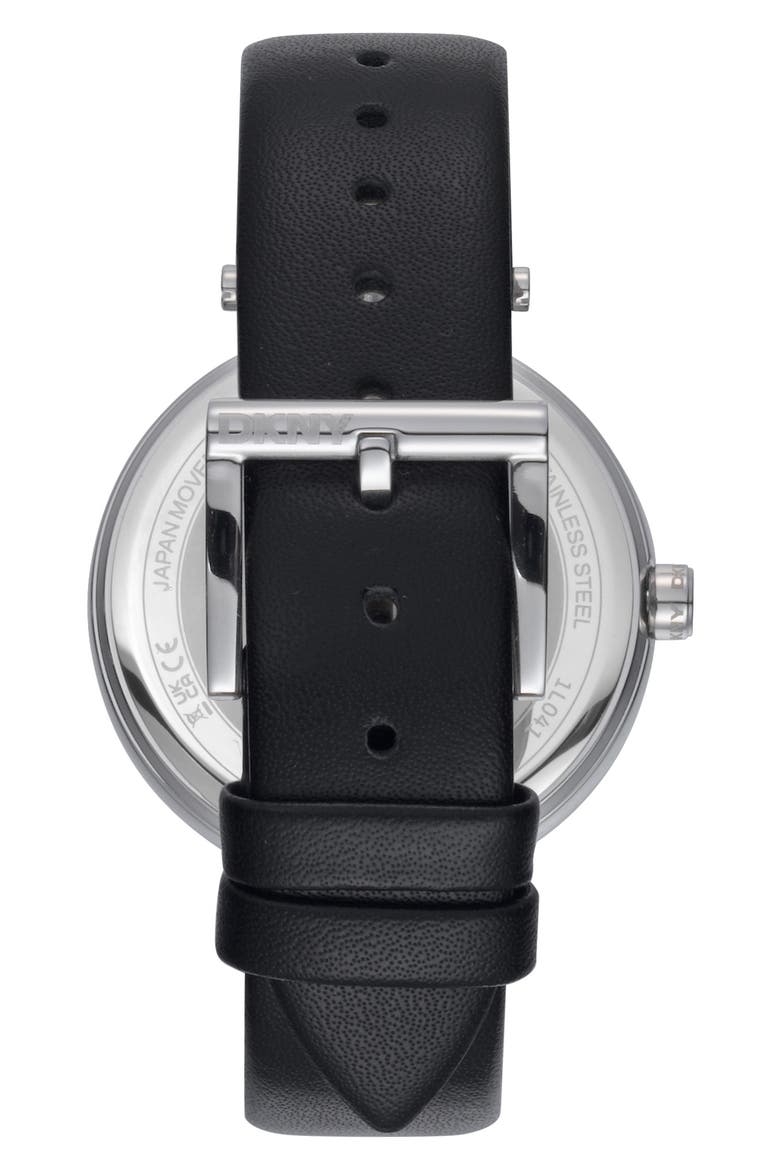 Three Hand Quartz Leather Strap Watch, 38mm, Alternate, color, BLACK
