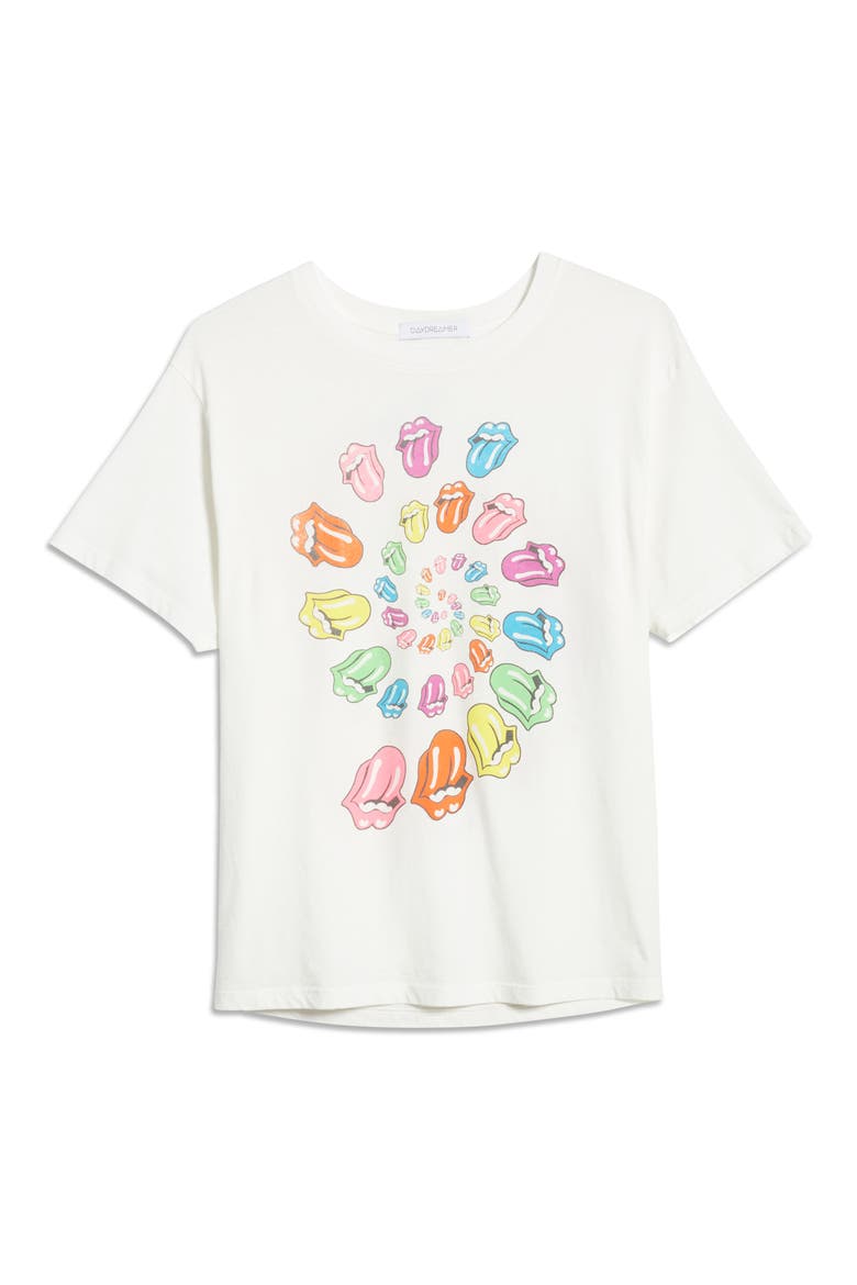 Rolling Stones Spiral Boyfriend Graphic Tee, Alternate, color, VINTAGE WHITE