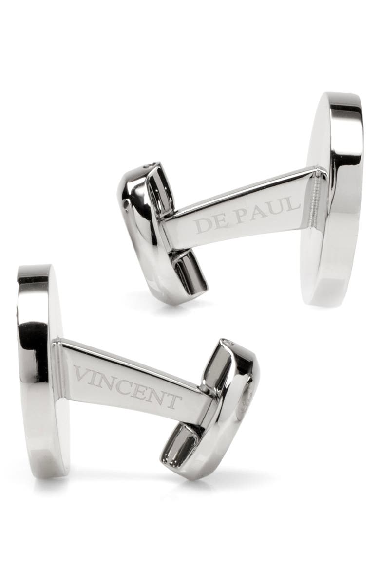 Cufflinks, Inc. Vincent De Paul White & Black Pave Crystals Cuff Links & Studs Set, Alternate, color, Silver/Black