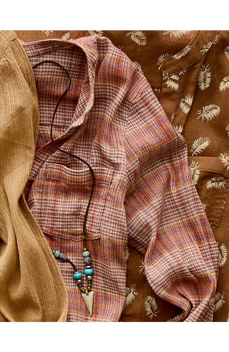 Carve Designs Dylan Gauze Shirt, Alternate, color, Rosewood Plaid