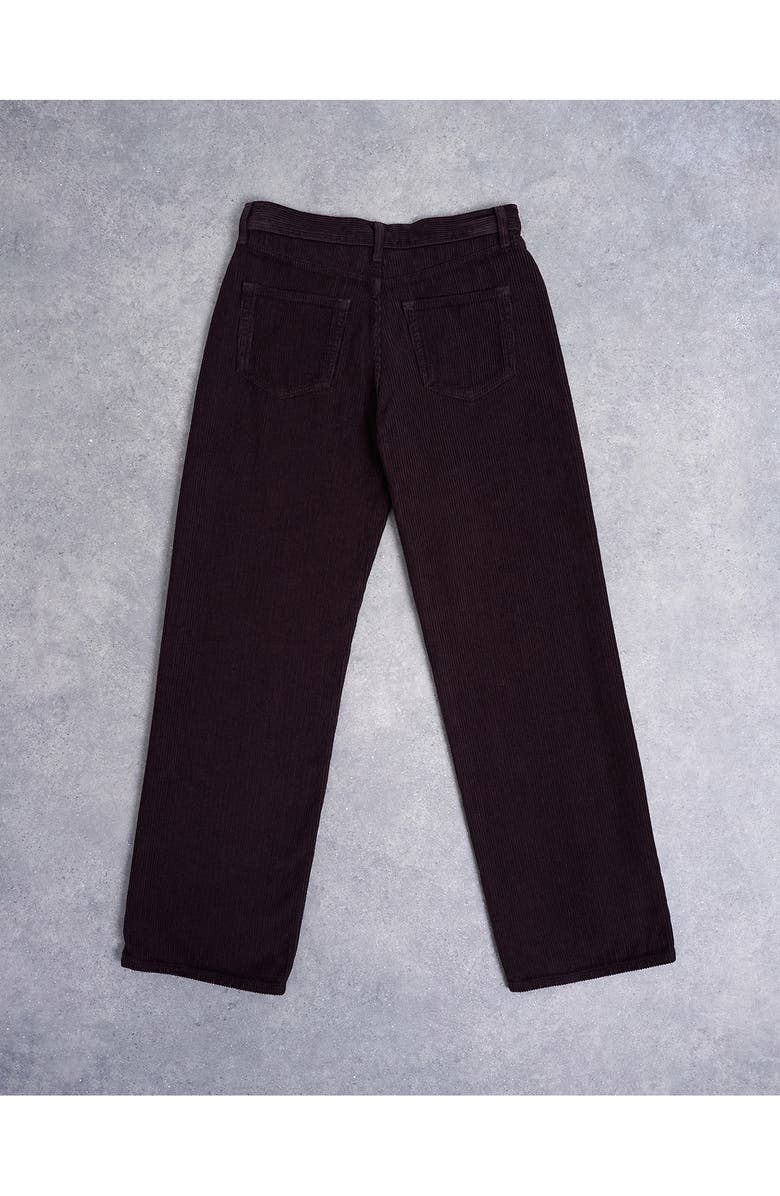 Topshop Low Rise Straight Leg Corduroy Pants, Alternate, color, Brown