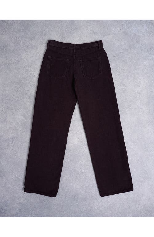 Topshop Low Rise Straight Leg Corduroy Pants In Brown