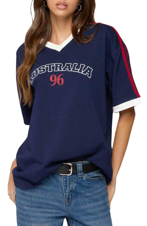 Edikted Australia 96 Contrast Oversized T Shirt In Blue
