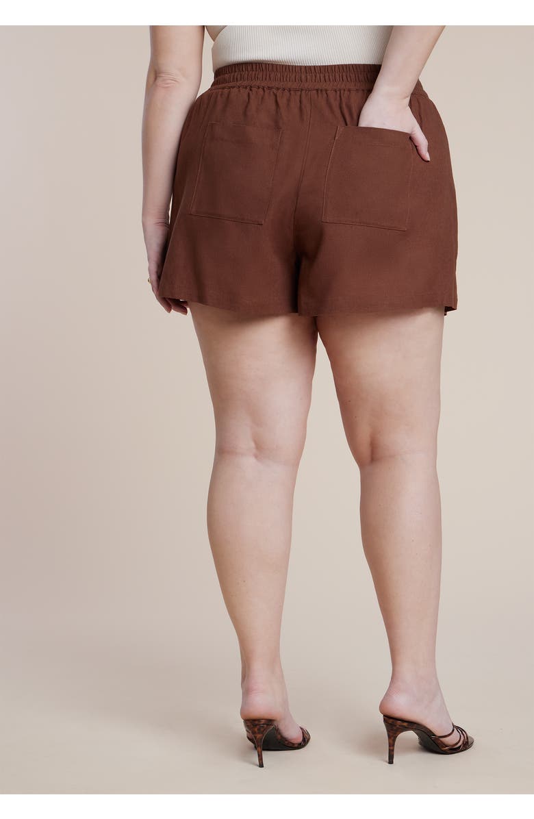 ELOQUII Pull On Linen Short, Alternate, color, Downtown Brown