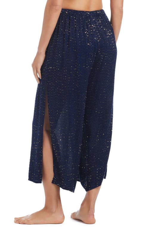 Bleu Rod Beattie Rod Beattie Sequin Embellished Side Slit Cover-up Pants In Blue