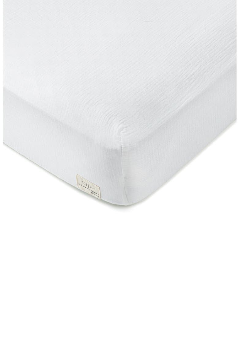 Bebe Cotton Gauze Crib Sheet, Main, color, WHITE