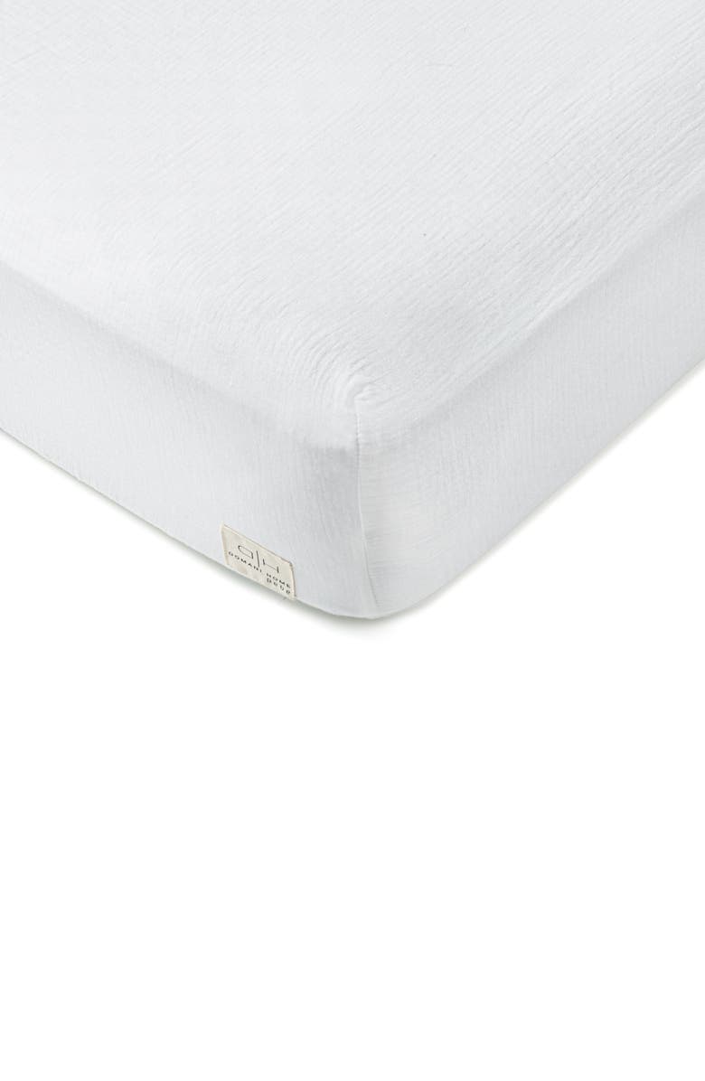 Domani Home Bebe Cotton Gauze Crib Sheet, Main, color, White