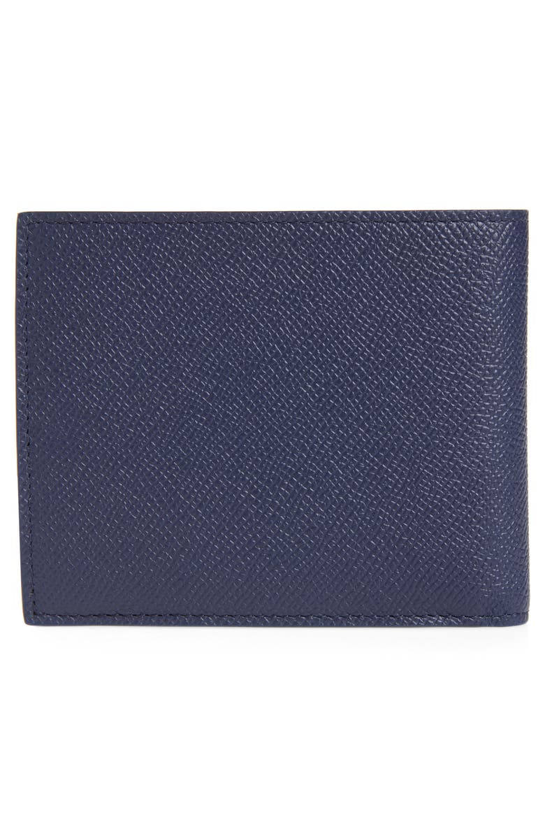 FERRAGAMO Micro Gancio Hammered Leather Bifold Wallet, Alternate, color, New Navy Nero