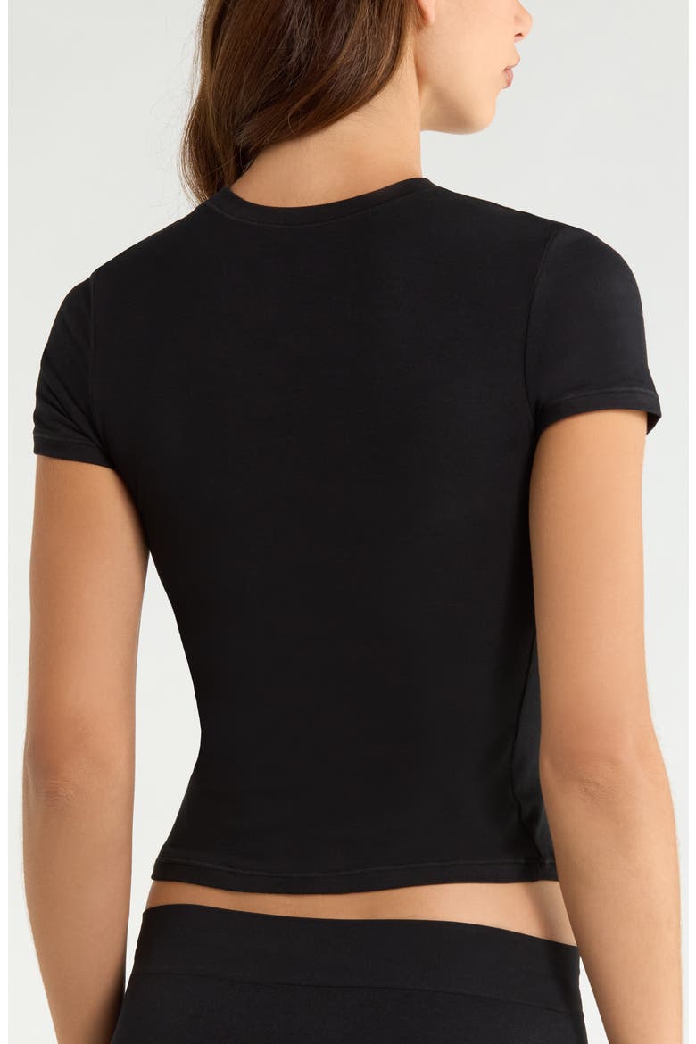 Sculpting Stretch Cotton Jersey T-Shirt, Alternate, color, BLACK