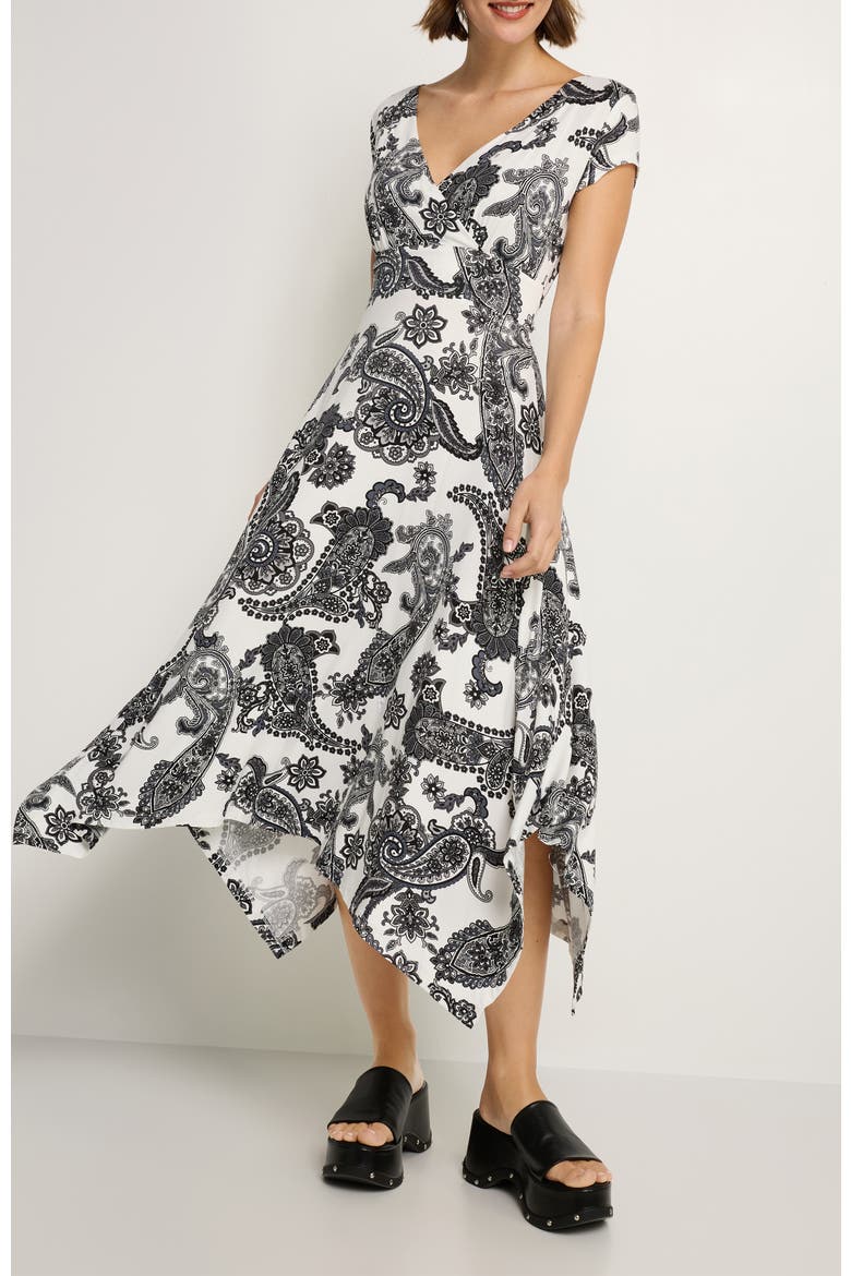 Handkerchief Hem Dress, Main, color, Black & White