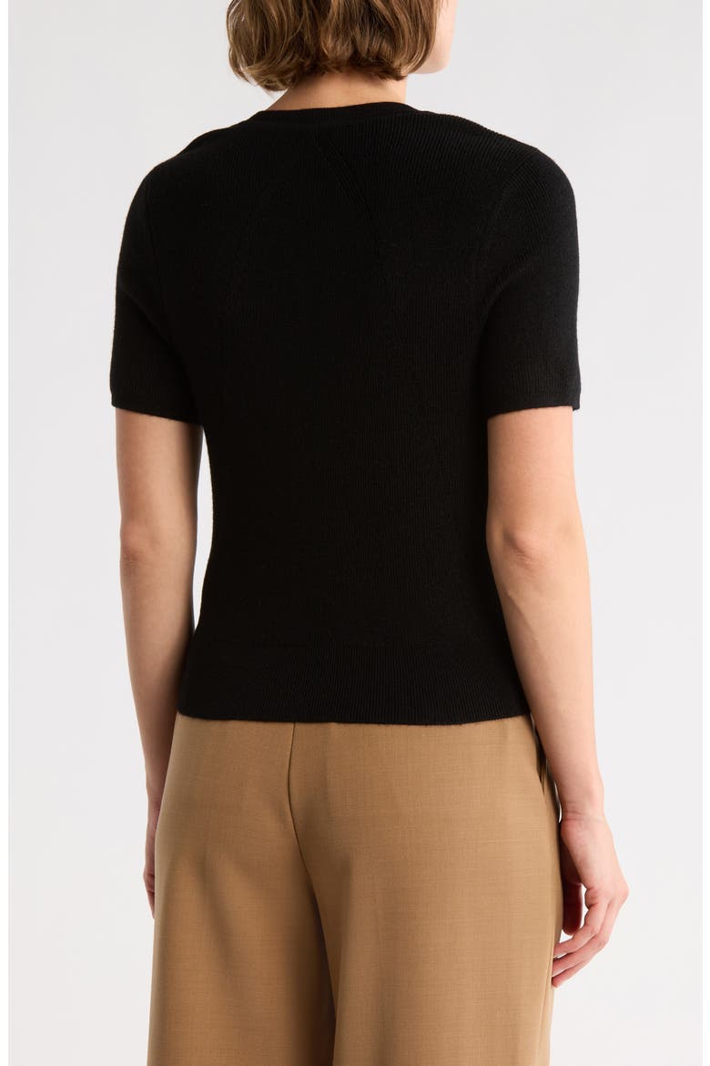 Michal Short Sleeve Crop Cardigan, Alternate, color, BLACK