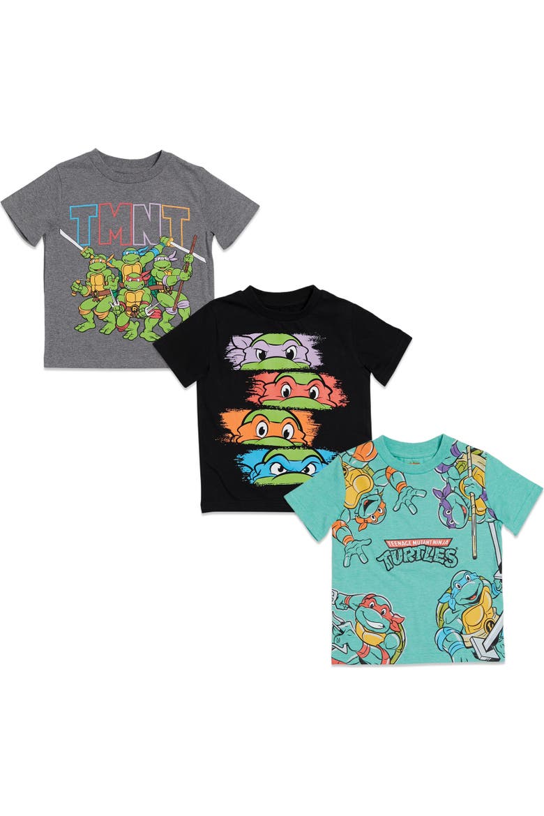 Teenage Mutant Ninja Turtles 3-Pack Short Sleeve Graphic T-Shirts, Main, color, Black Grey Green