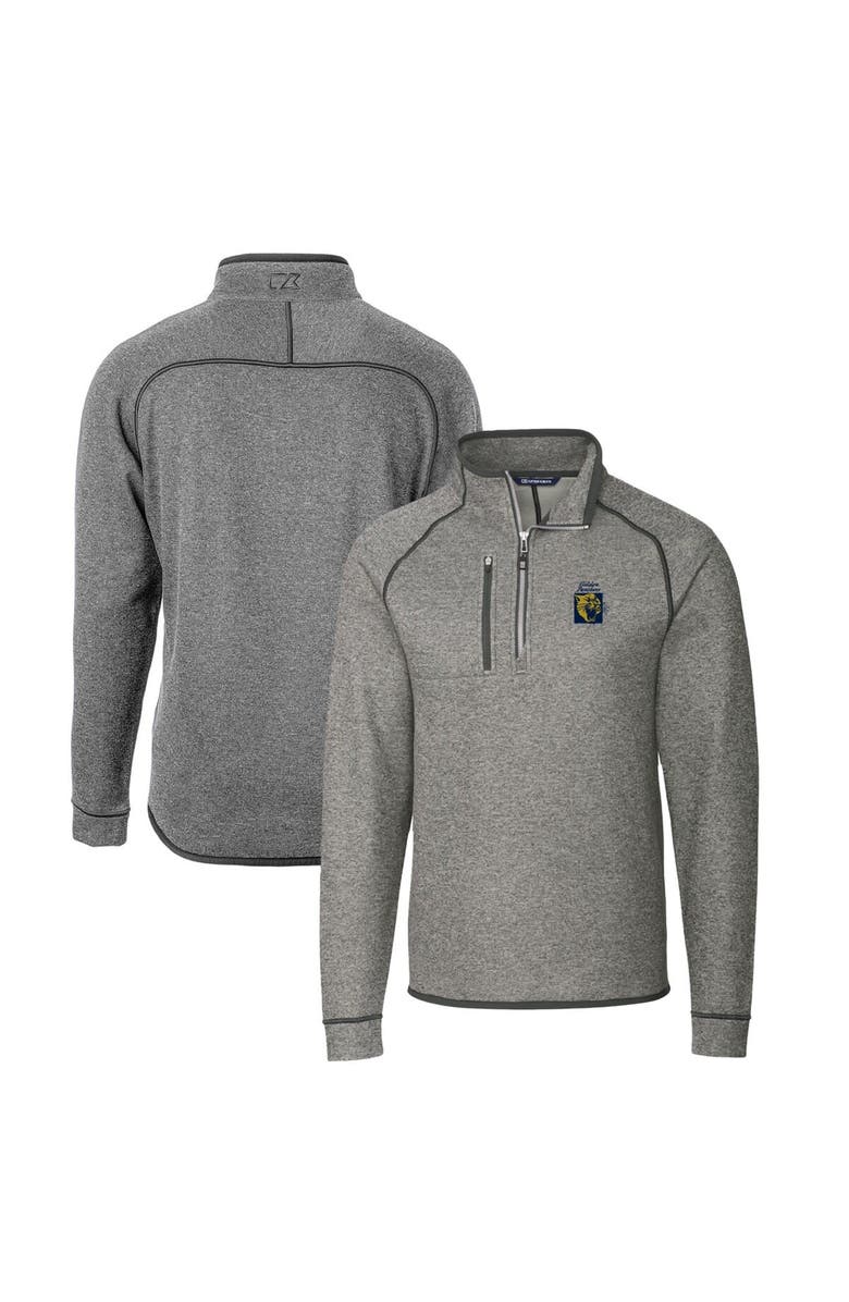 Cutter & Buck Men's Cutter & Buck Heather Gray FIU Panthers Mainsail Sweater-Knit Big & Tall Half-Zip Pullover Jacket, Main, color, 