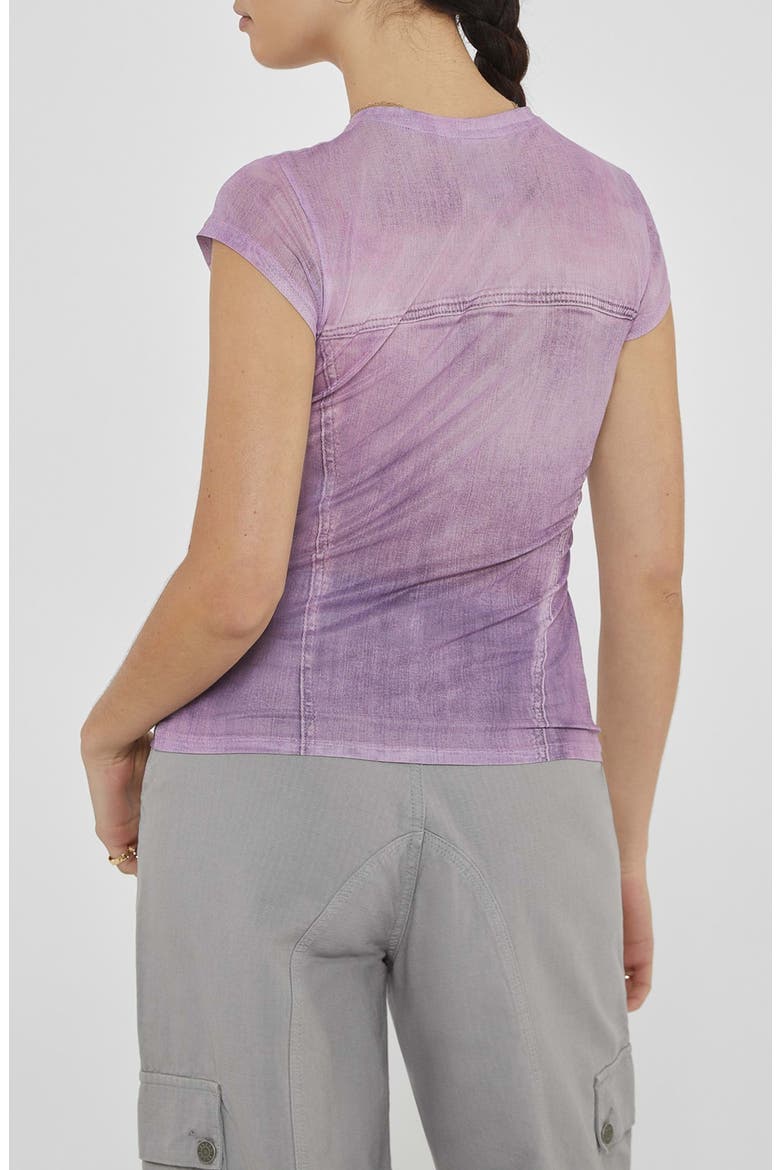Studded Denim Trompe l'Oeil Mesh Graphic T-Shirt, Alternate, color, LUX ORCHID MULTI