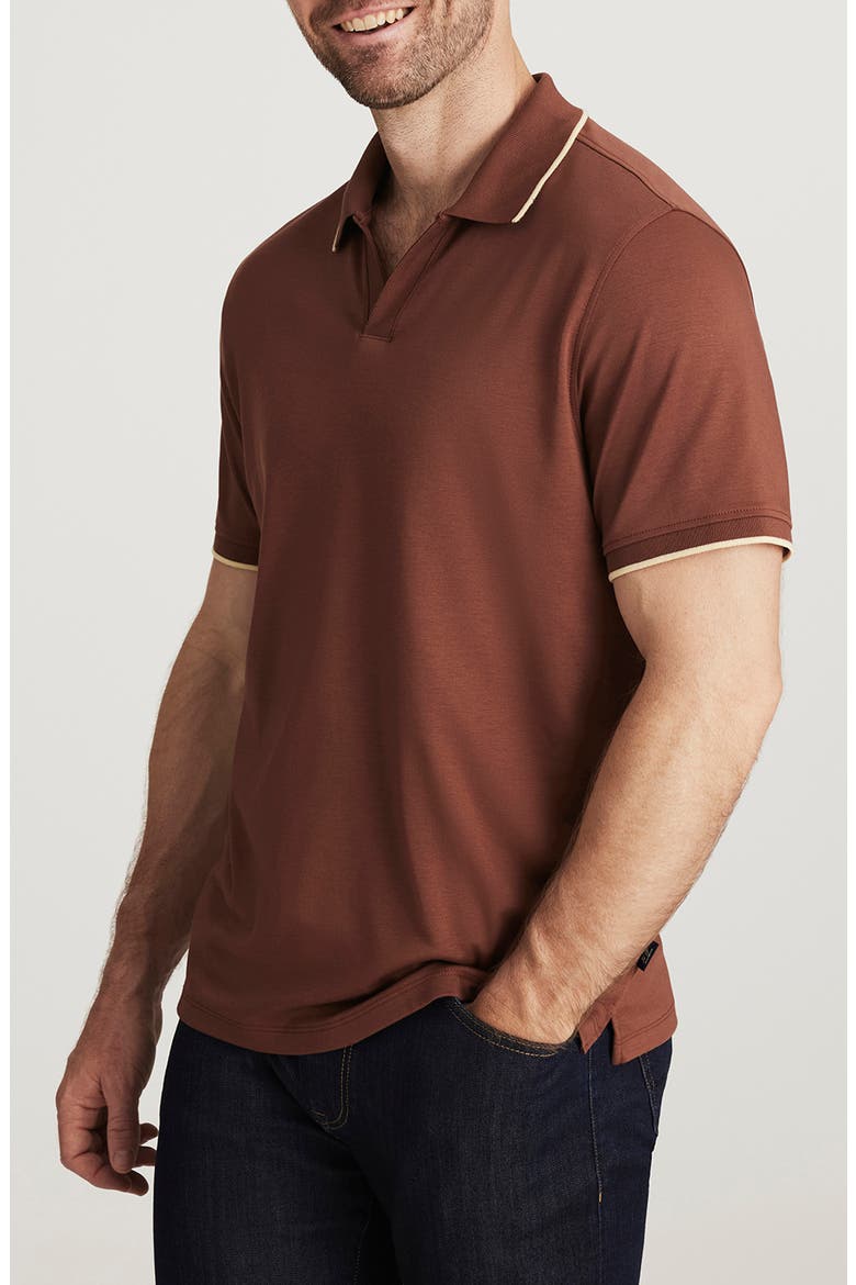 Riviera Tipped Pima Cotton Polo, Alternate, color, CAPPUCCINO