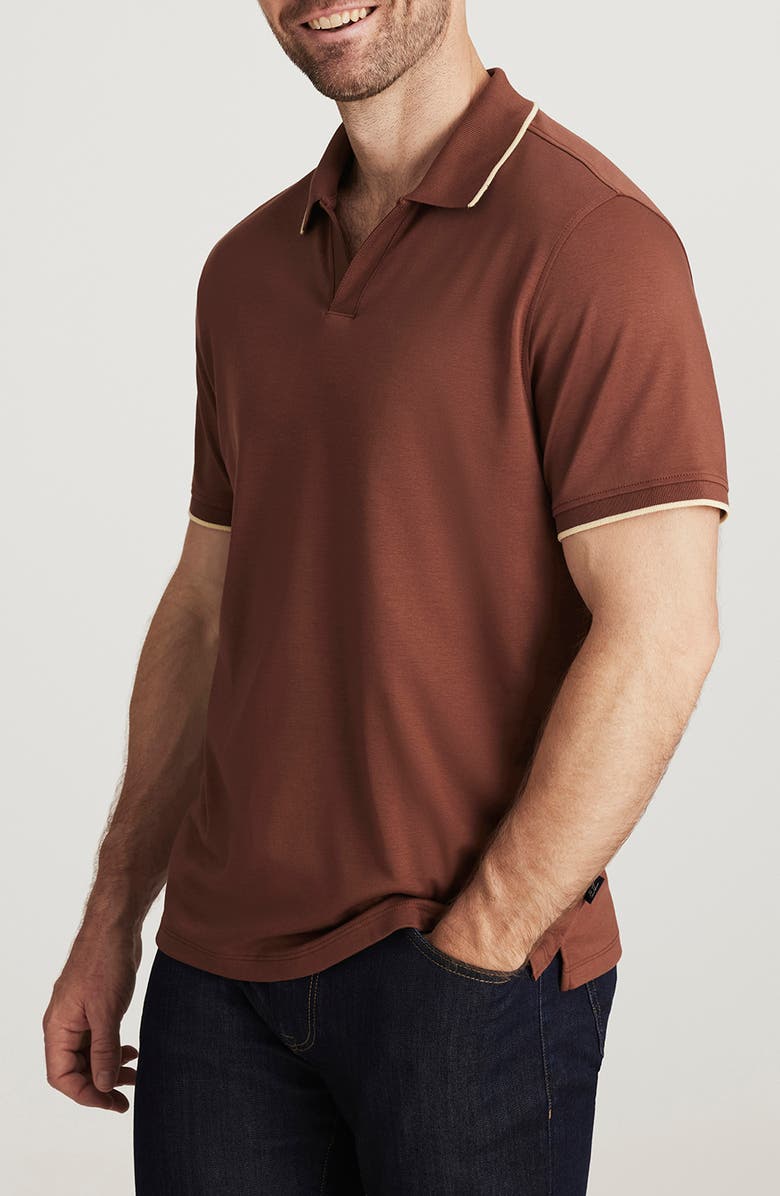 34 Heritage Riviera Tipped Pima Cotton Polo, Alternate, color, Cappuccino