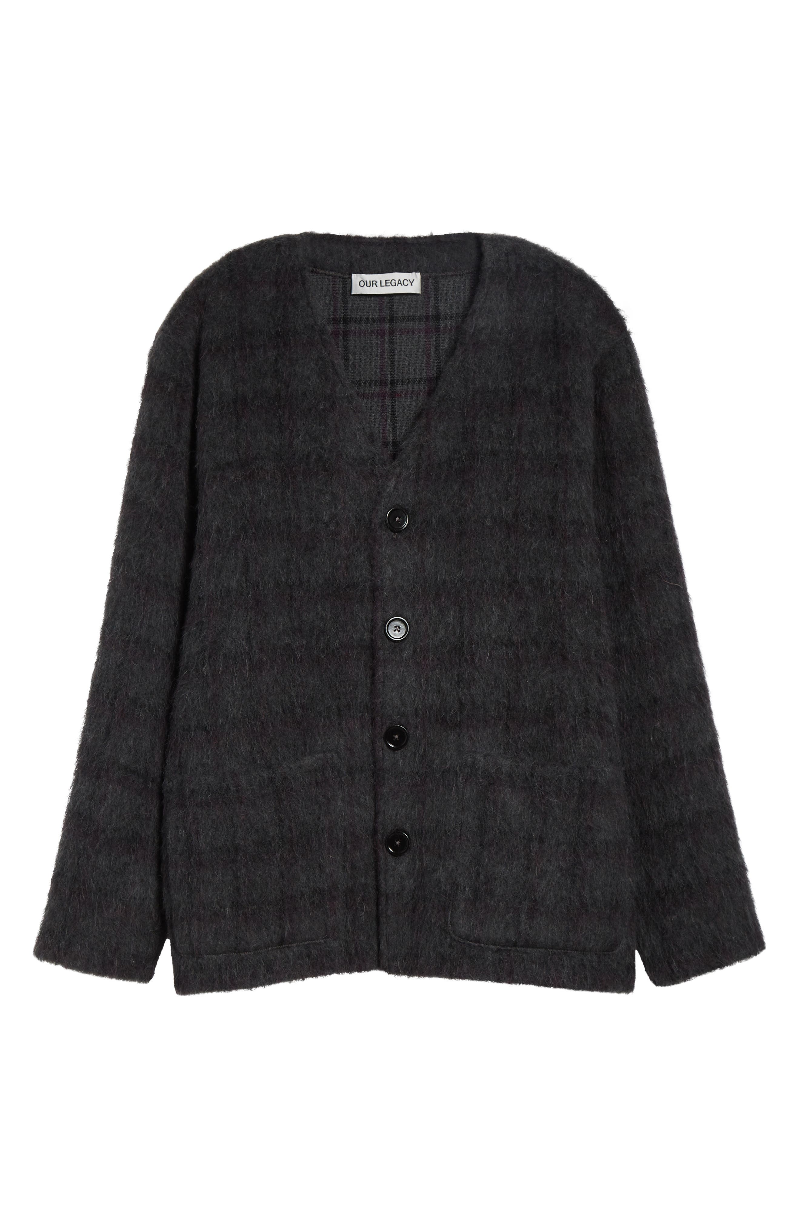 OUR LEGACY Fuzzy Check Wool & Alpaca Blend Cardigan (Men) | Nordstrom