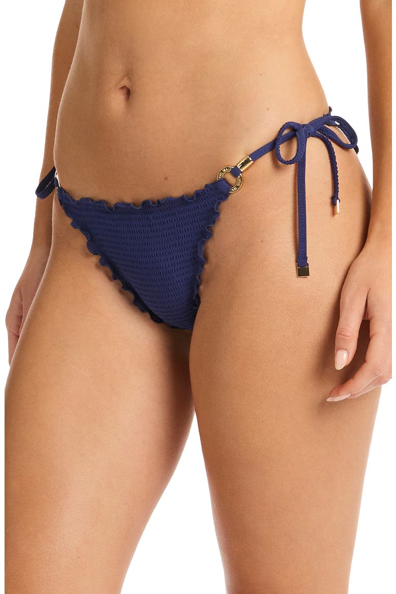 Messina Side Tie Bikini Bottoms, Alternate, color, FRENCH NAVY
