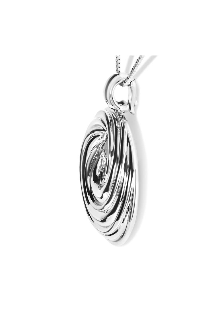 .925 Sterling Silver Endless Wave Swirl Statement Medallion Pendant Necklace, Alternate, color, White