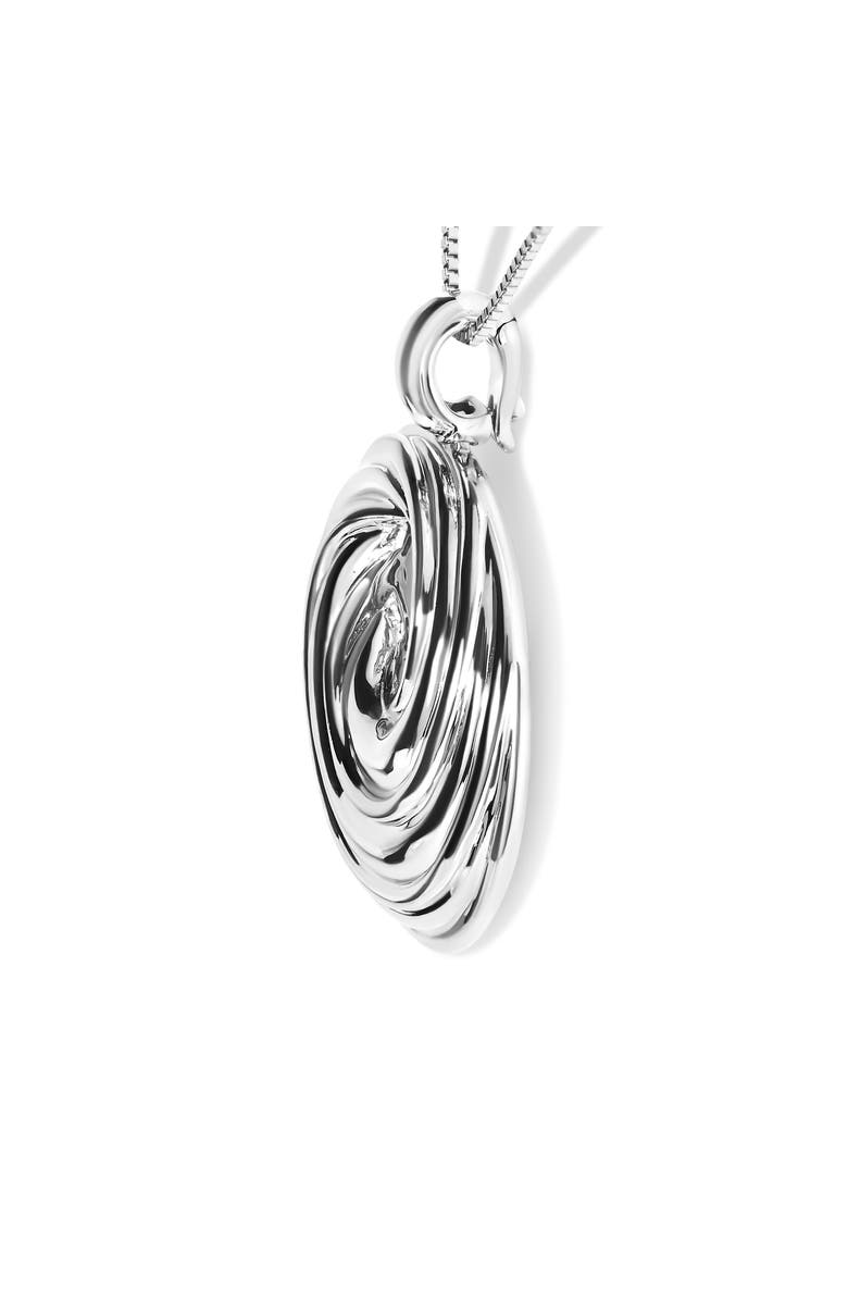 Haus of Brilliance .925 Sterling Silver Endless Wave Swirl Statement Medallion Pendant Necklace, Alternate, color, White