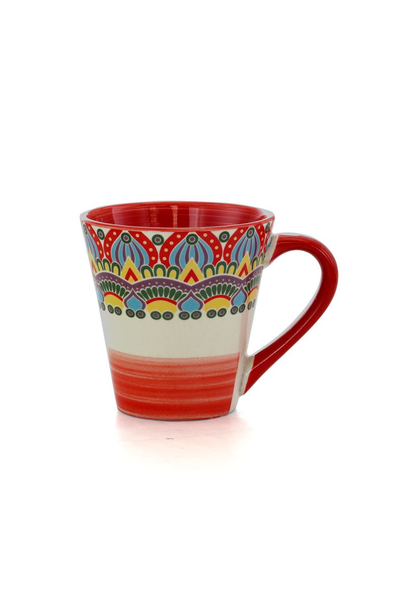 Elama Zen Mozaik 16 Piece Luxurious Stoneware Dinnerware with Complete Setting for 4, 16pc, Alternate, color, Red