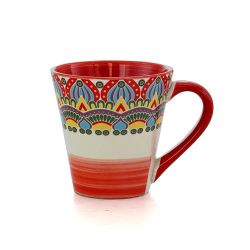 Elama Zen Red Mozaik 16-pc. Stoneware Dinnerware Set In Multi