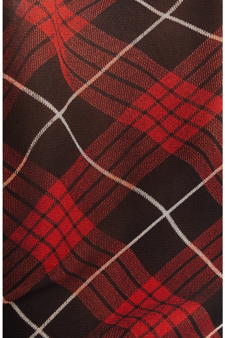 Draped Plaid Long Sleeve Mesh Top, Alternate, color, RED/ BLACK/ WHITE