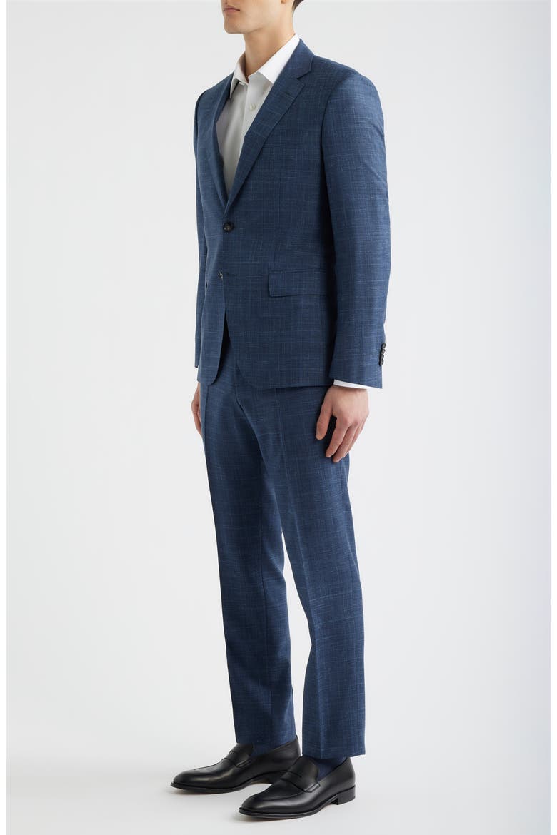Huge Slim Fit Blue Slub Mélange Wool Blend Suit, Alternate, color, OPEN BLUE