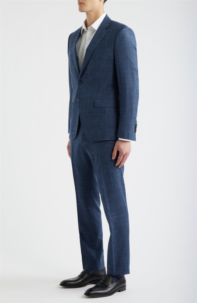 BOSS Huge Slim Fit Blue Slub Mélange Wool Blend Suit, Alternate, color, Open Blue