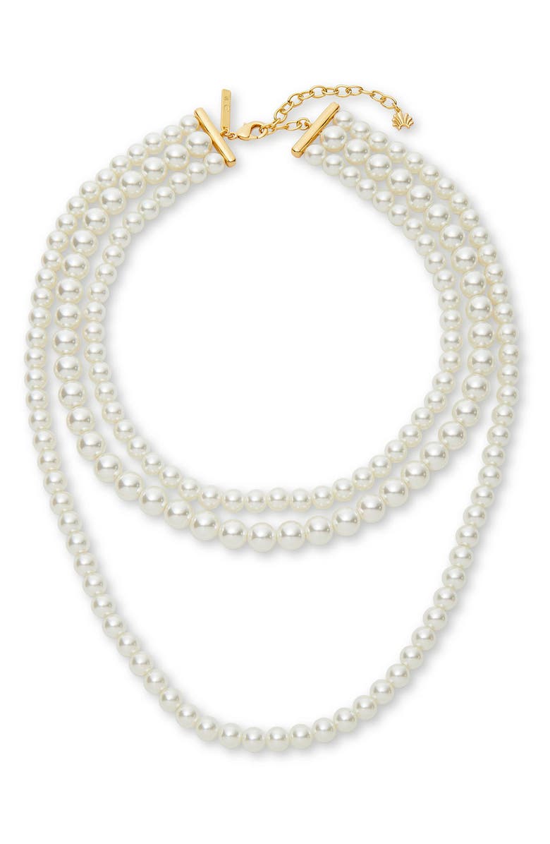 Lele Sadoughi Triple Strand Faux Pearl Necklace, Main, color, Pearl