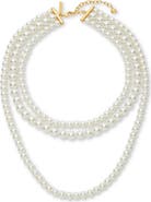 Lele Sadoughi Triple Strand Faux Pearl Necklace