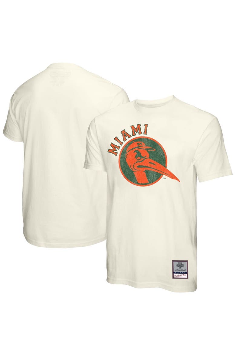 Men's Mitchell & Ness  Cream Miami Hurricanes Vintage Tone T-Shirt, Main, color, Cream