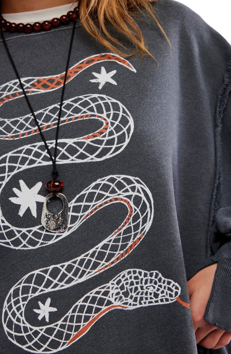 Free People Camden Oversize Graphic Sweatshirt, Alternate, color, Snake Combo