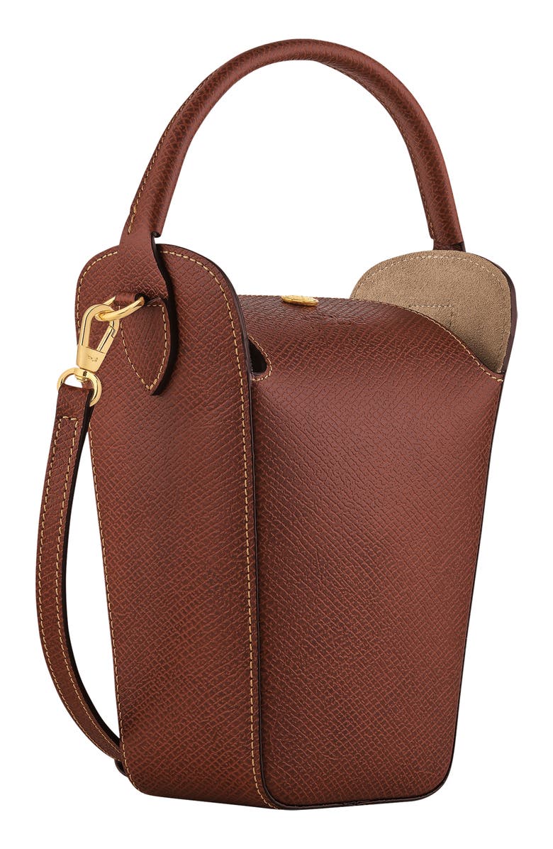 Longchamp Épure Popcorn Leather Bucket Bag, Alternate, color, Brown